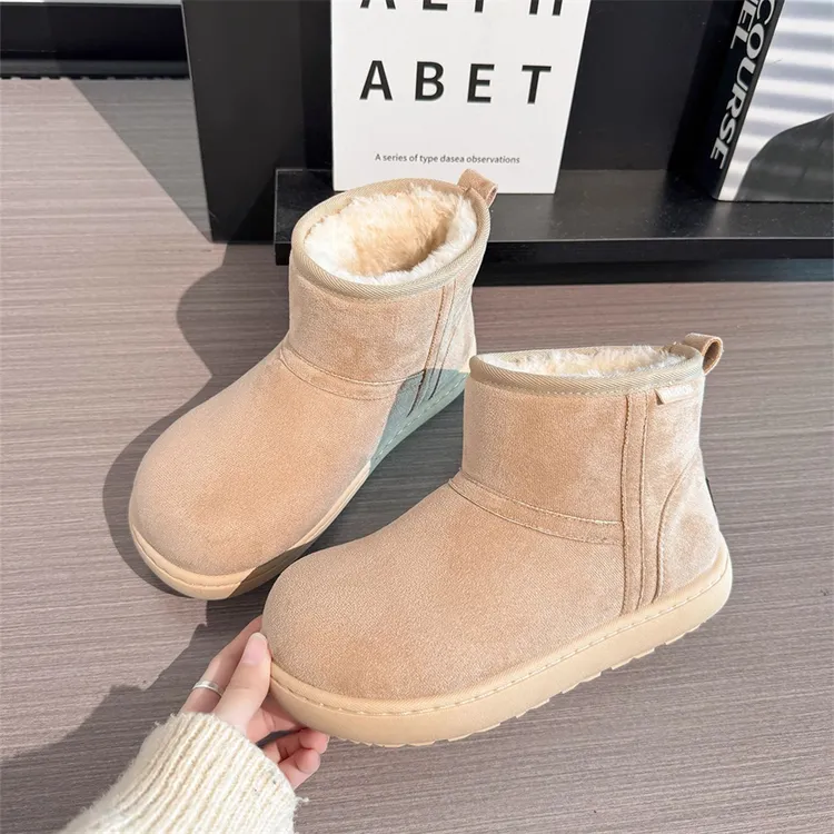 回力厚底雪地靴女韩版冬季保暖百搭面包鞋子加绒一脚蹬短筒棉鞋女