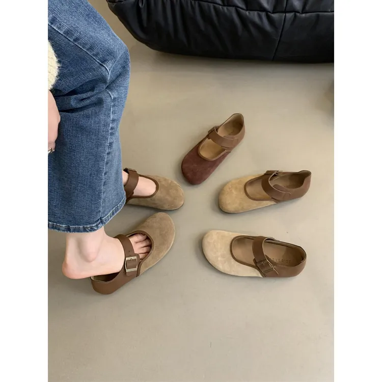 玛丽珍鞋女秋冬季森系复古圆头单鞋女平底休闲丑萌勃肯鞋