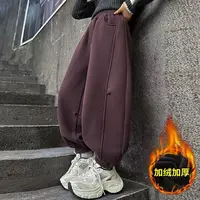 A200402 童装女童加绒卫裤2025冬韩版潮酷洋气加绒加厚女童卫裤