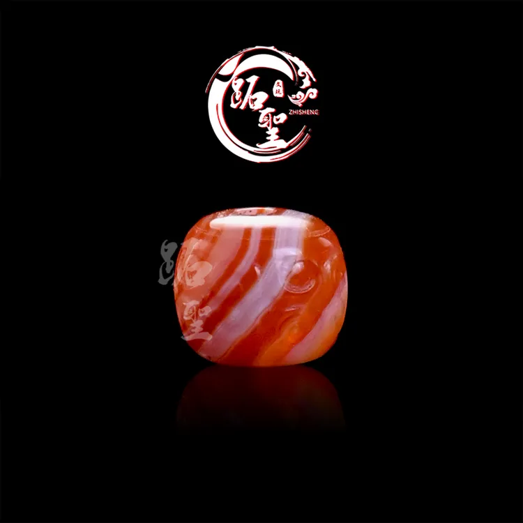 8/10/12MM红白缠丝玛瑙三文鱼回纹老型单珠文玩手串手链配饰散珠