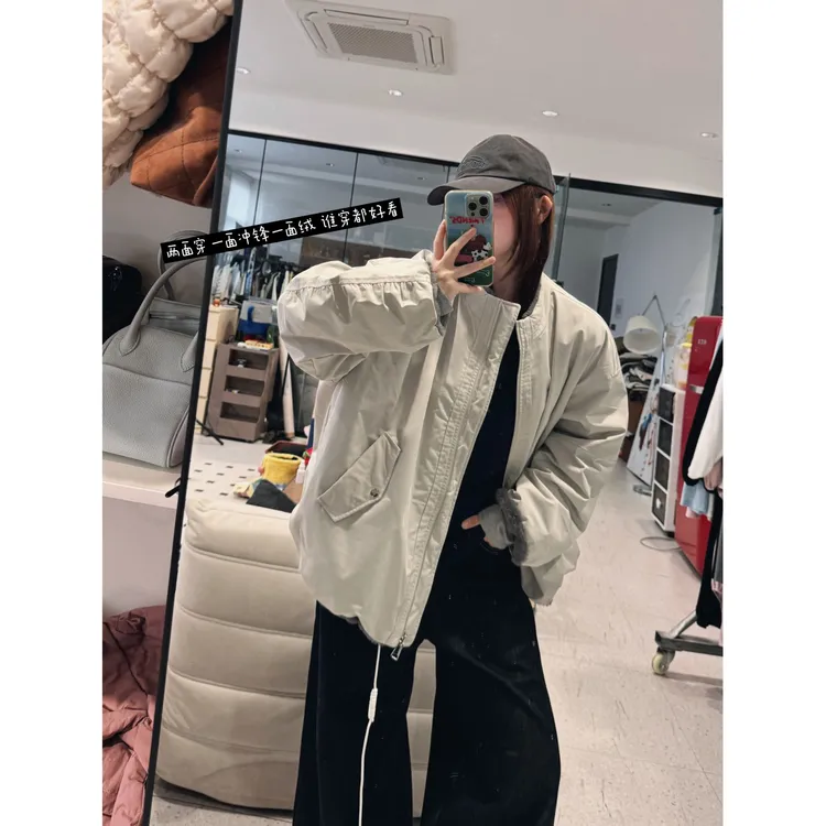 晶咕【双面骑士！】酷飒立领两面可穿百搭夹克外套