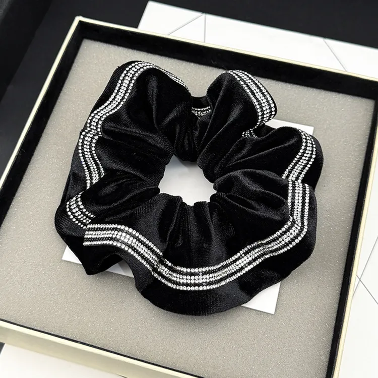 2025新款秋冬丝绒大肠发圈女银钻边高级感发绳丸子头头绳气质发饰