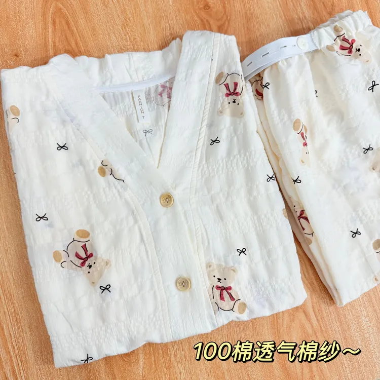 【夏季纯棉棉纱月子服】透气吸汗哺乳孕妇睡衣夏季产妇7月薄款8