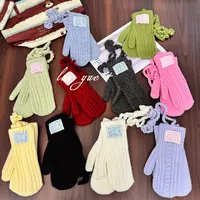 韩系针织毛线手套女秋冬季保暖防寒中大童成人全指可触屏连指手套