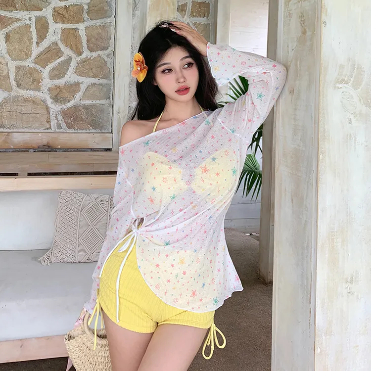 【柠黄如梦】女士泳衣三件套纯欲罩衫防晒海边度假ins高级感Z9202