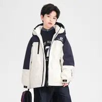 潮童冬季撞色户外短款冲锋衣羽绒服2025新款儿童防寒连帽外套6424