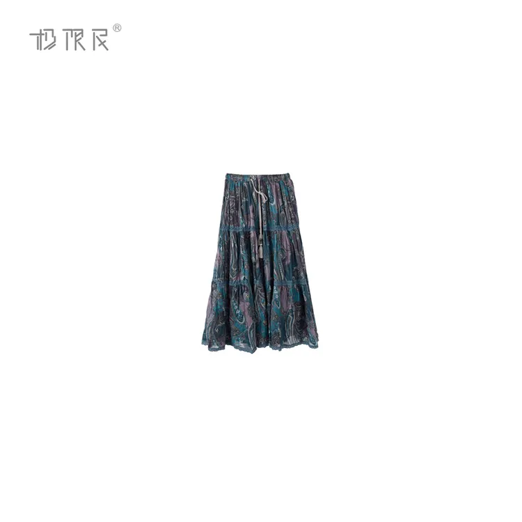 极限民《凤起》夏季欧若风复古中式美学腰果花半身裙F5104A0303