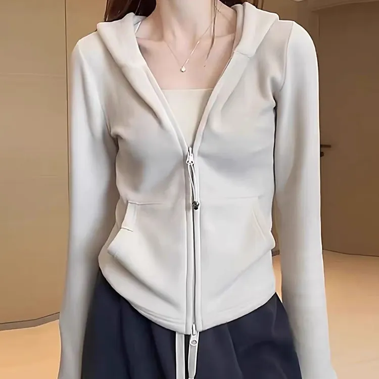 【加厚德绒】2025锁温热循环休闲气质百搭运动洋气长袖连帽上衣女潮