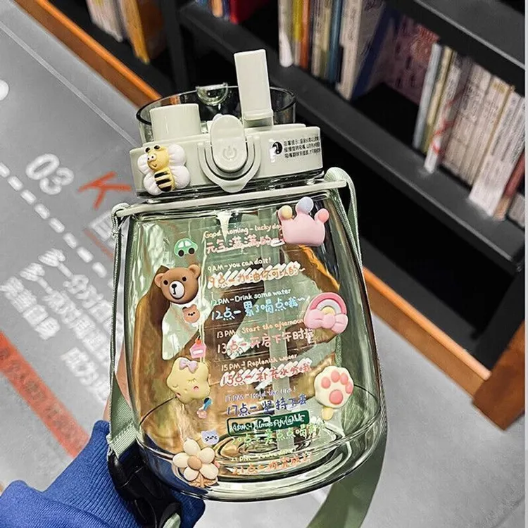 新款网红大肚杯带吸管防摔塑料水杯夏季女学生高颜值便携超大容量