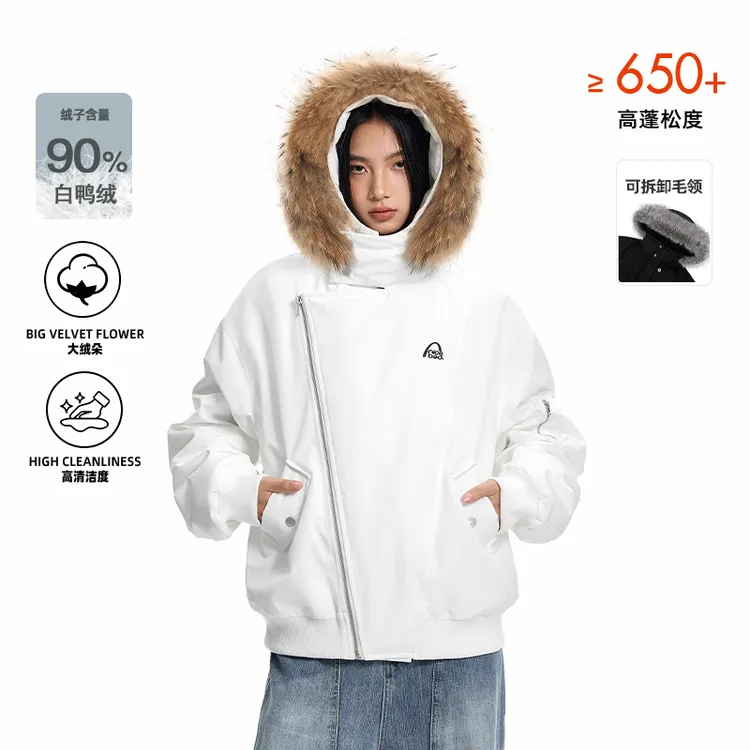 NICEBAD(原WORKSOUT)真貉子毛可拆卸毛领羽绒服新国标90绒高蓬松