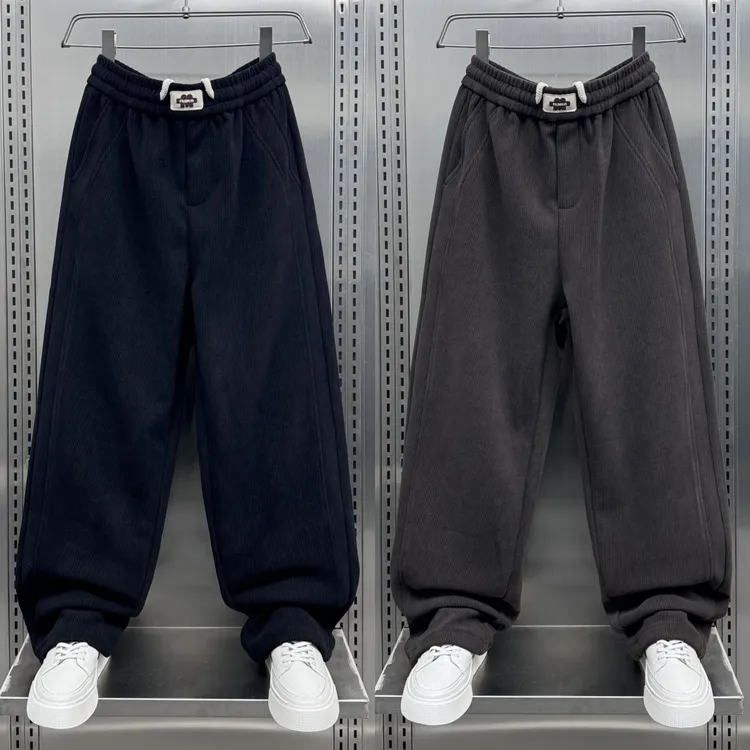 秋冬季新款时尚卫裤潮牌宽松直筒条绒休闲裤痞帅百搭阔腿哈伦裤男