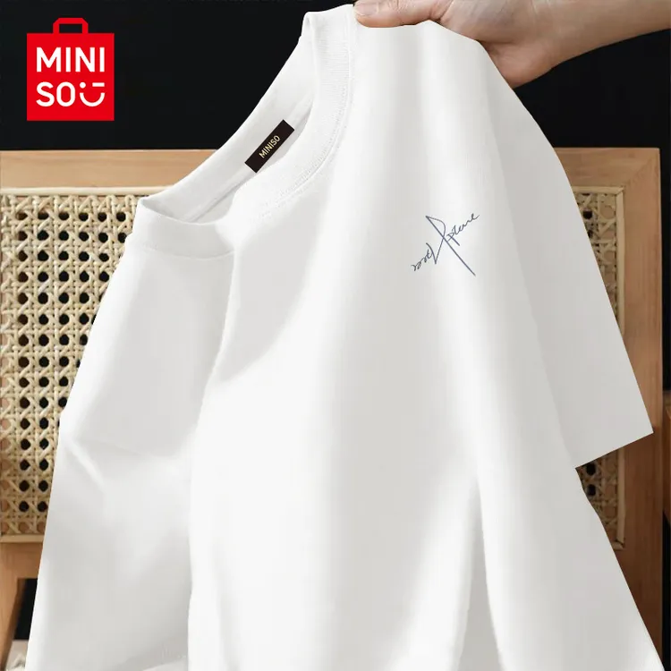MINISO/名创优品纯棉短袖T恤男夏季2026爆款重磅休闲简约休闲衣服