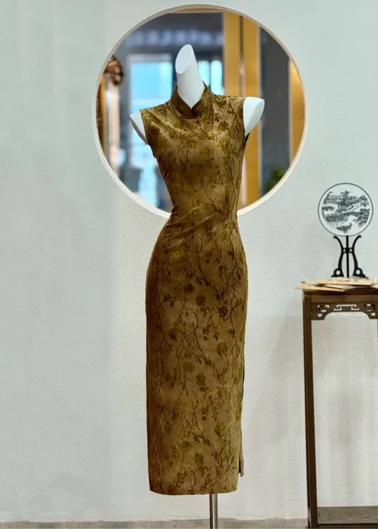 中国风无袖修身日常新中式旗袍设计师蕾丝高质感穿搭