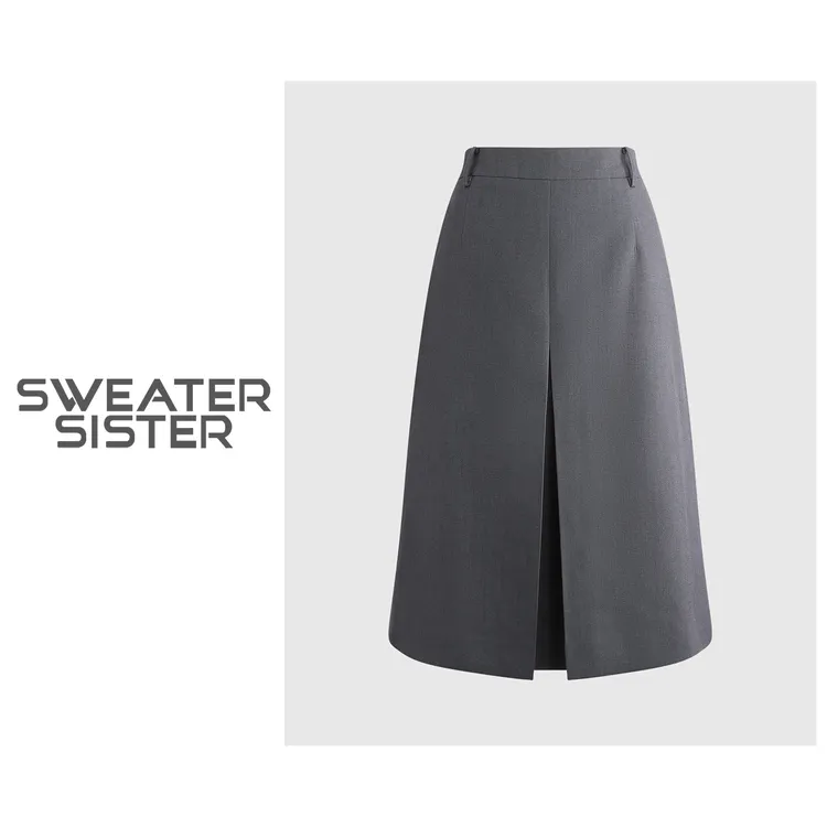 折叠高腰显瘦半身裙设计感西装裙子女626-036
