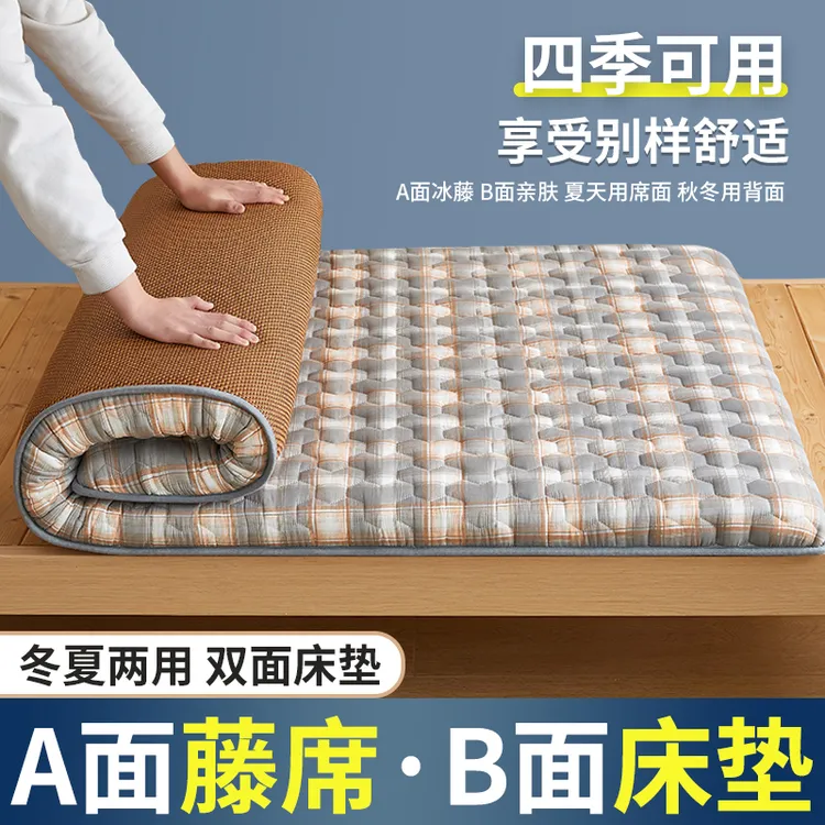 冰丝双面床垫遮盖物软垫学生宿舍单双人租房专用凉席睡垫冬夏两用