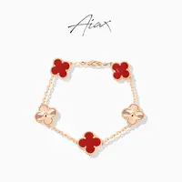 AIAX 925银 镀K金 【2025春节】轻奢气质经典镭射四叶手链TSS7424