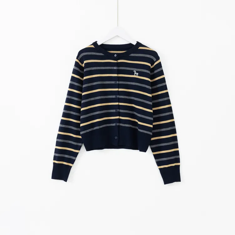 几里与麻 气质百搭条纹圆领长袖针织衫 衣长52胸围102 2091348