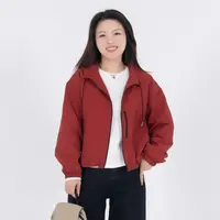 小个子圆圆2581户外短外套长袖连帽冲锋衣百搭宽松秋款上衣女装