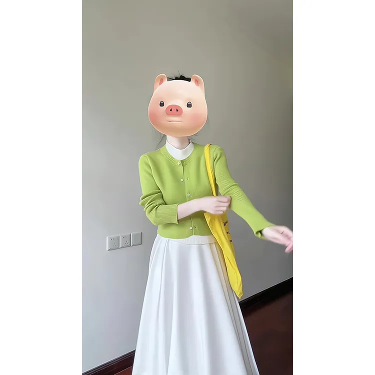 时尚穿搭女士2025新款早春季假两件休闲修身针织开衫高腰半身裙