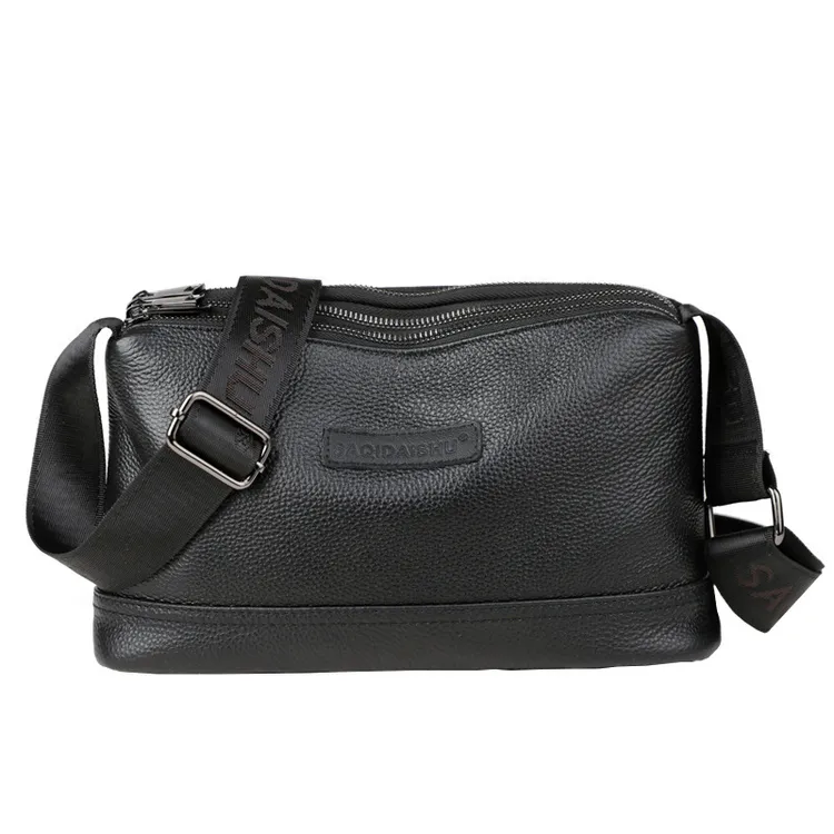 新款男士单肩包斜挎包头层牛皮商务休闲多隔层大容量男包随身包