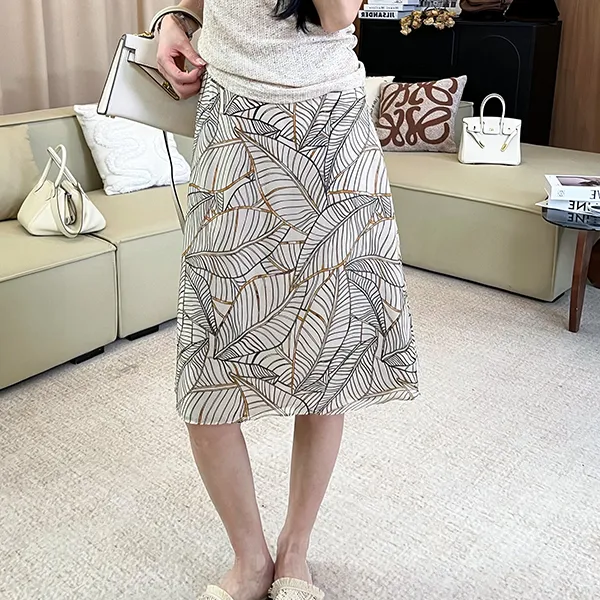 【一比Eby】印花洋气A字半身裙高腰休闲时尚中长短裙251355#