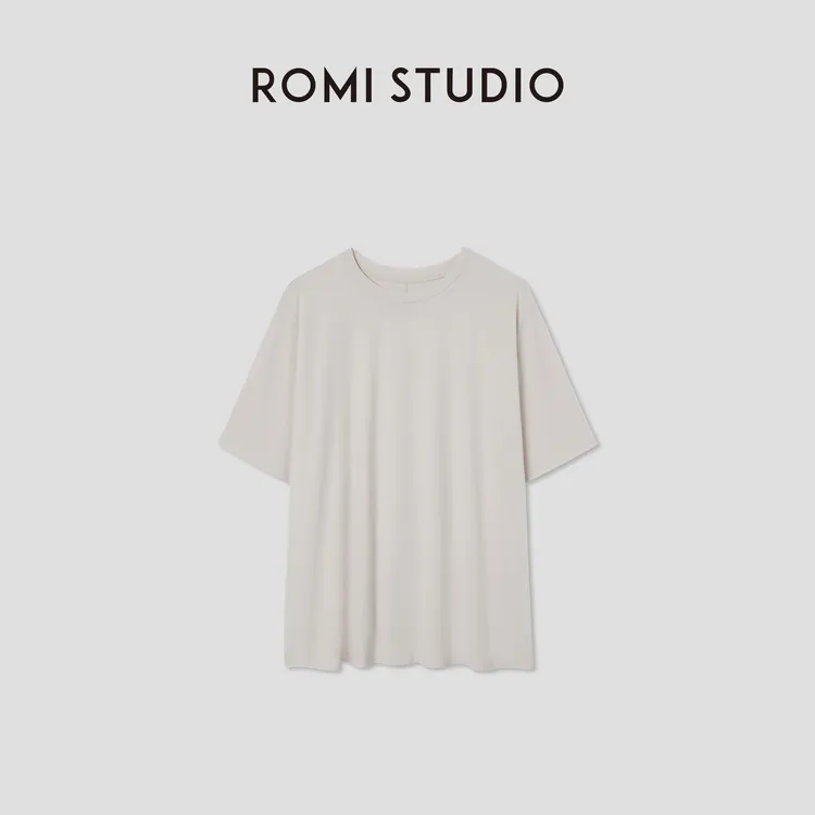 ROMI STUDIO“休闲简约”100棉软糯肤感宽松圆领短袖T恤RW24LST1003