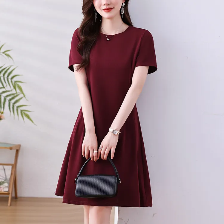 法式大码轻奢简约韩版淑女连衣裙2025夏季新款气质修身显瘦a字裙