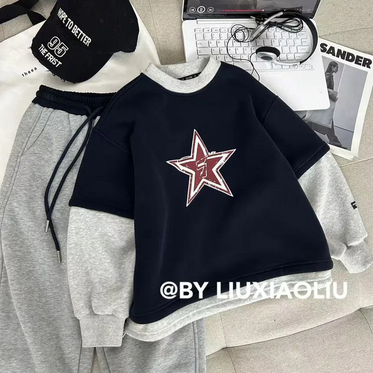 杭州六小六正版BY LIUXIAOLIU秋冬季儿童加绒卫衣17709