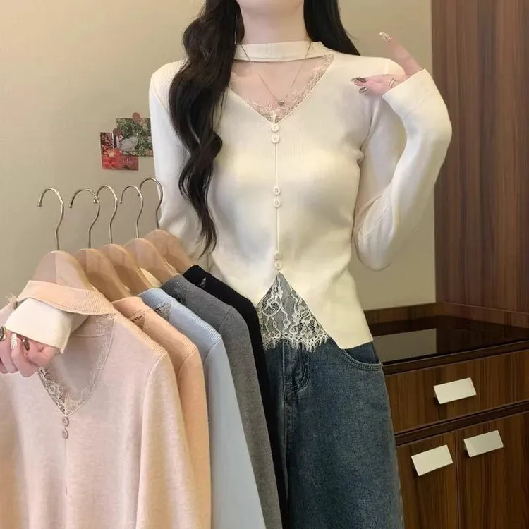 显瘦洋气针织修身秋冬时尚百搭网红气质设计感打底衫女秋冬内搭