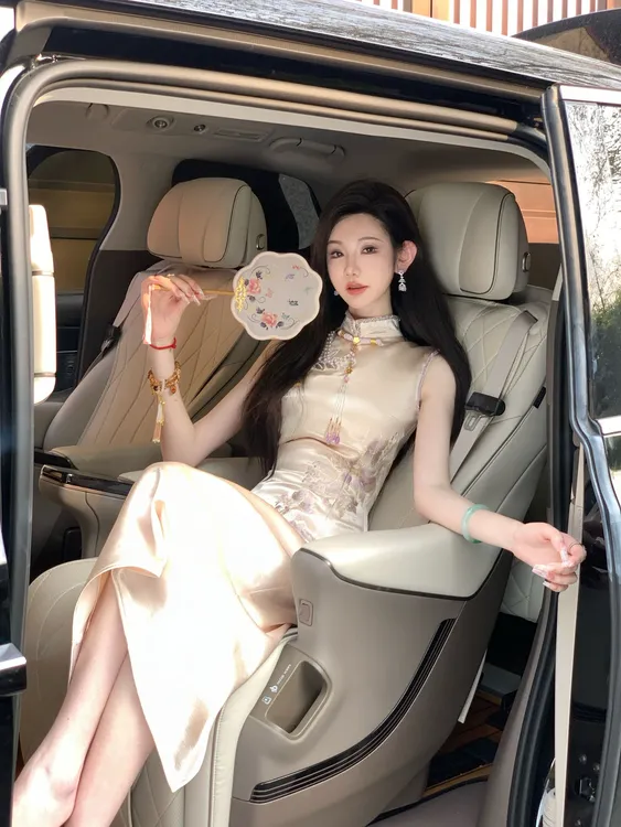 【雅乔定制】九重紫重磅缎 新中式国风蔷薇映月旗袍裙DYYY-24125735