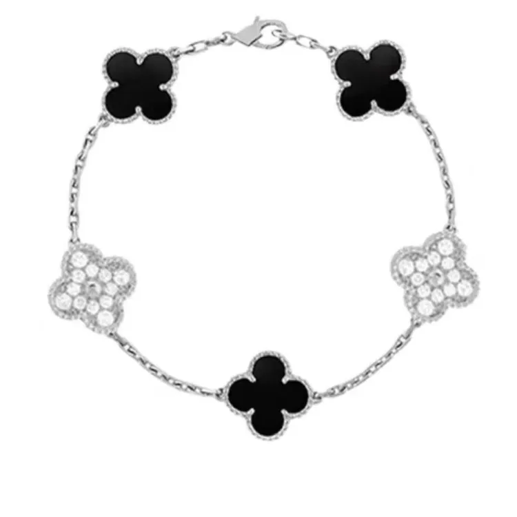 合金手链 五花四叶草 CNC精工INS情侣寓意手链