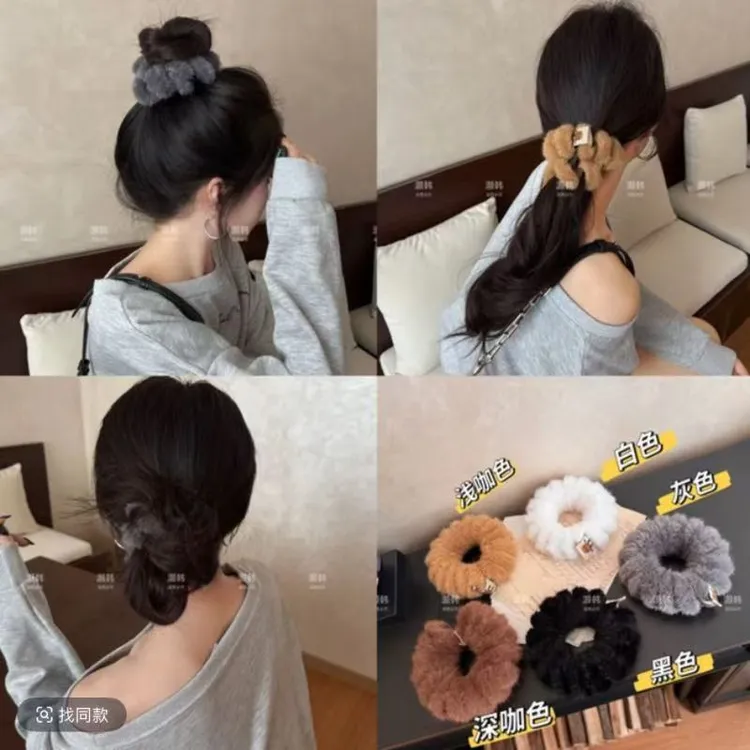 未来发饰  九块九一个！毛毛电话线～不伤发高弹力秋冬氛围毛绒发圈