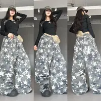CBXLAB街舞潮牌做旧哥特星星长裤军绿宽松时尚设计感早秋街舞爵士