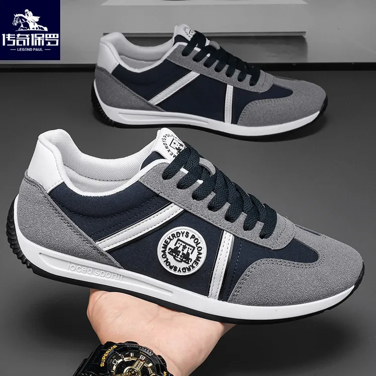 传奇保罗男鞋新款透气休闲鞋一脚蹬阿甘平底鞋男士运动板鞋爆款鞋