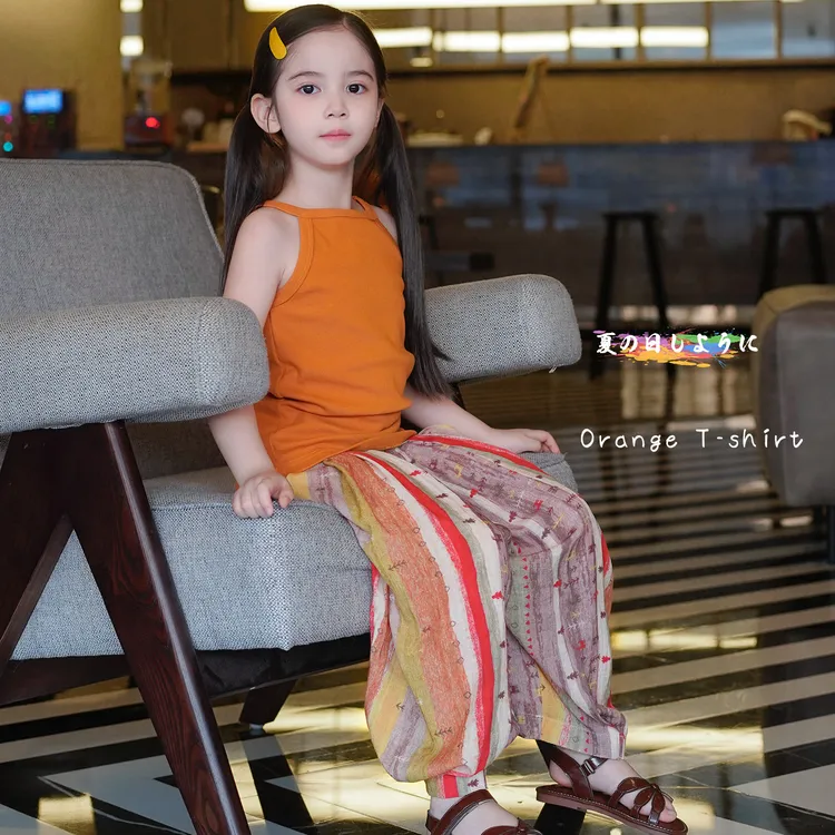 AnnieGirl夏季彩色条纹女童吊带背心清凉宽松阔腿裤防蚊裤2026
