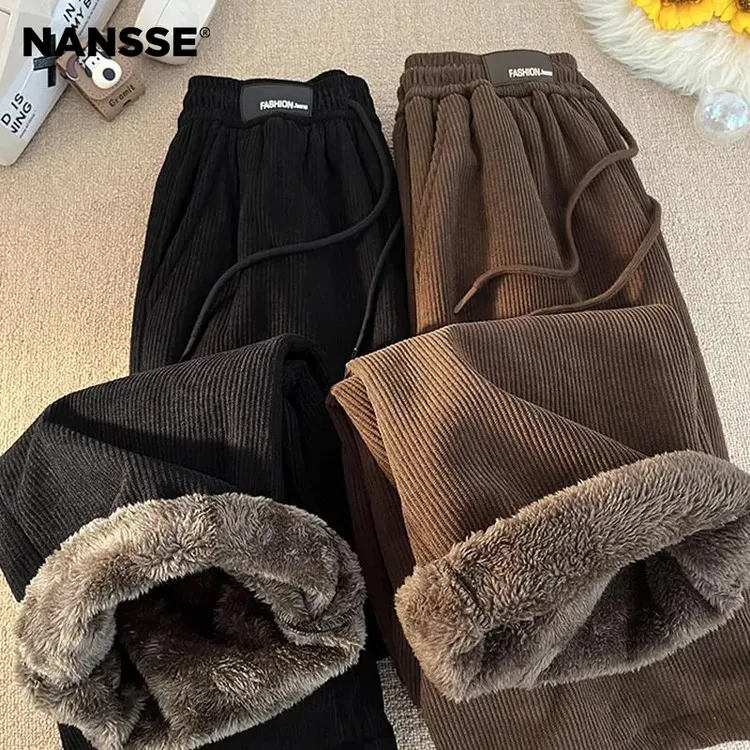 东北抗寒零下保暖灯芯绒卫裤男款冬季加厚棉裤美式复古重磅休闲裤