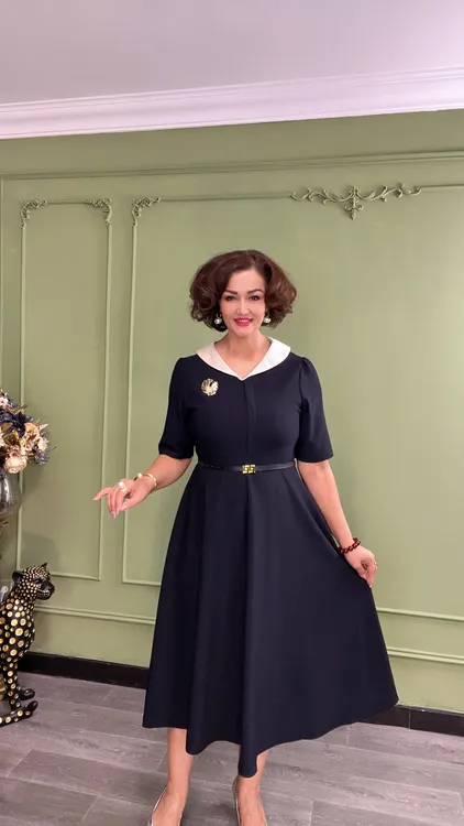 【包邮】高级气质裙子法式V领显瘦连衣裙高弹力#0265