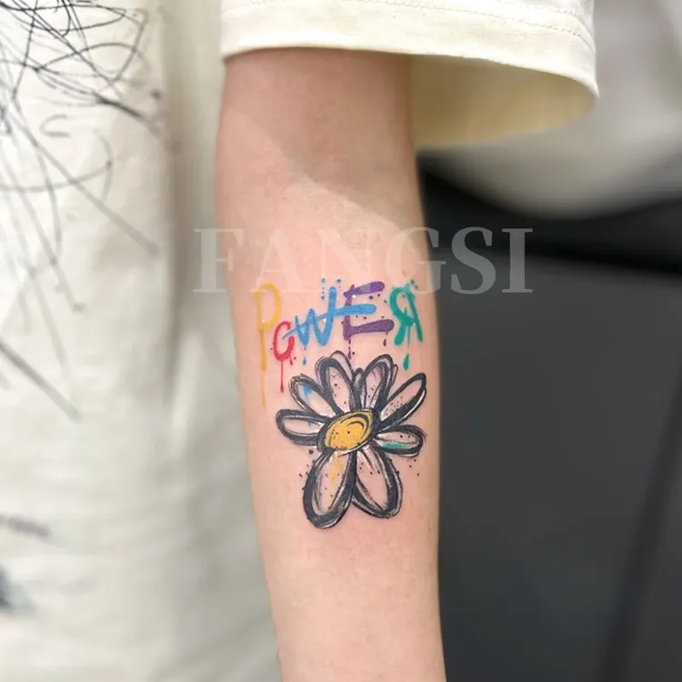 GD同款雏菊彩色纹身防水持久酷帅男女手臂仿真刺青高颜值个性可洗