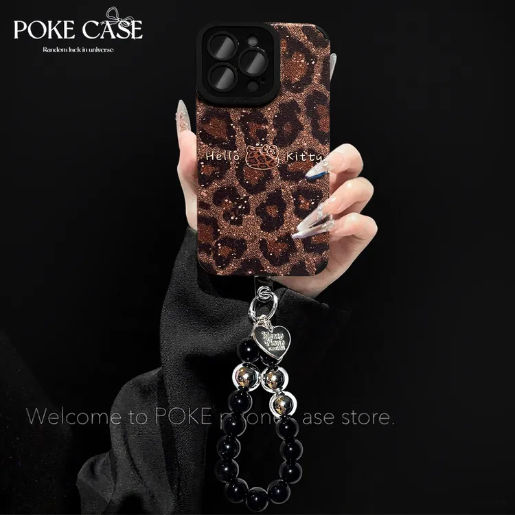轻奢瞳眼豹纹KT适用于苹果17PRO华为vivo小米oppo手链手机壳