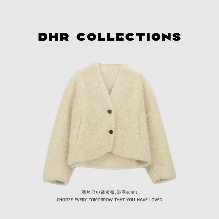豆豆9【毛绒绒】100%绵羊毛皮草外套高质感上衣-256925DW