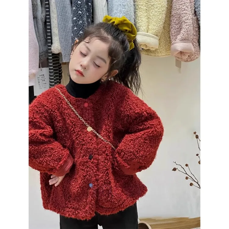 韩国女童外套秋冬款2025新款洋气儿童高级感秋季羊羔绒保暖毛毛衣