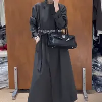 秋季女士宽松中长款韩版休闲慵懒风风衣外套含腰带