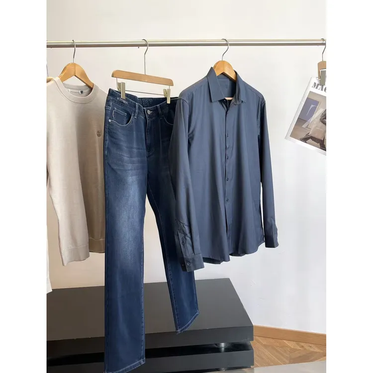 特！保暖不臃肿！商场余D  男士装加绒加厚条纹长袖衬衫 C4  H7025 