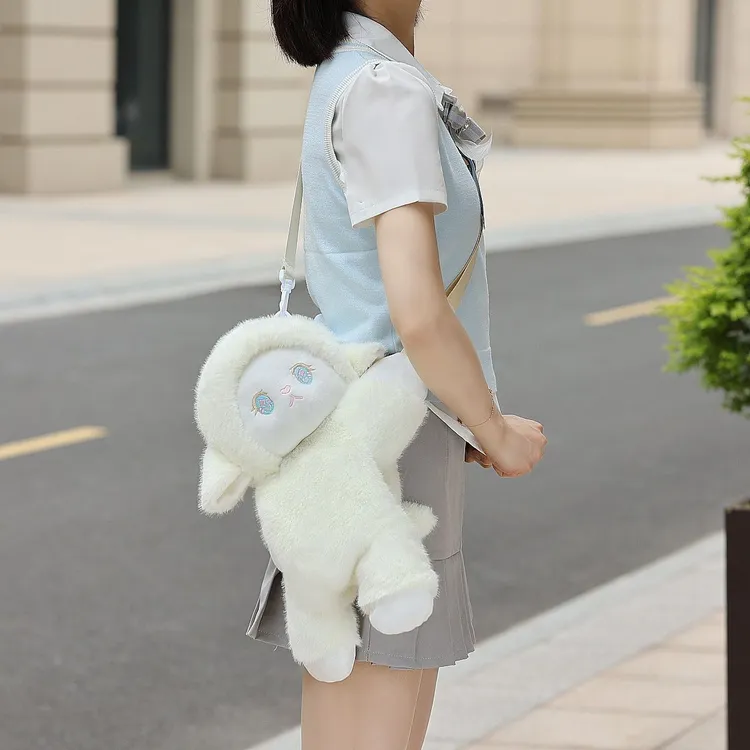 可爱小羊趴趴包毛绒玩偶书包包双肩背包斜挎包女生日礼物旅游背包