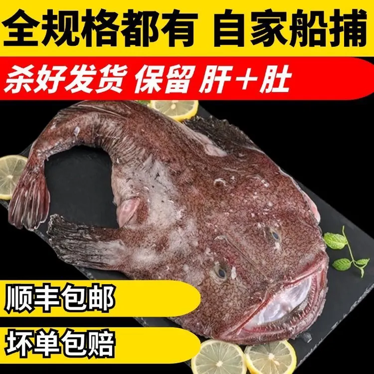 新鲜安康鱼灯笼鱼鮟鱇鱼大蛤蟆鱼大嘴鱼野生海捕【去内脏留肝留肚】
