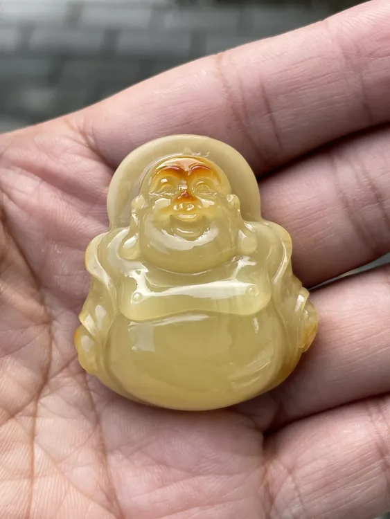 蜜蜡笑佛弥勒佛吊坠12.9g尺寸42.2/35.4/16.2㎜大肚佛时尚