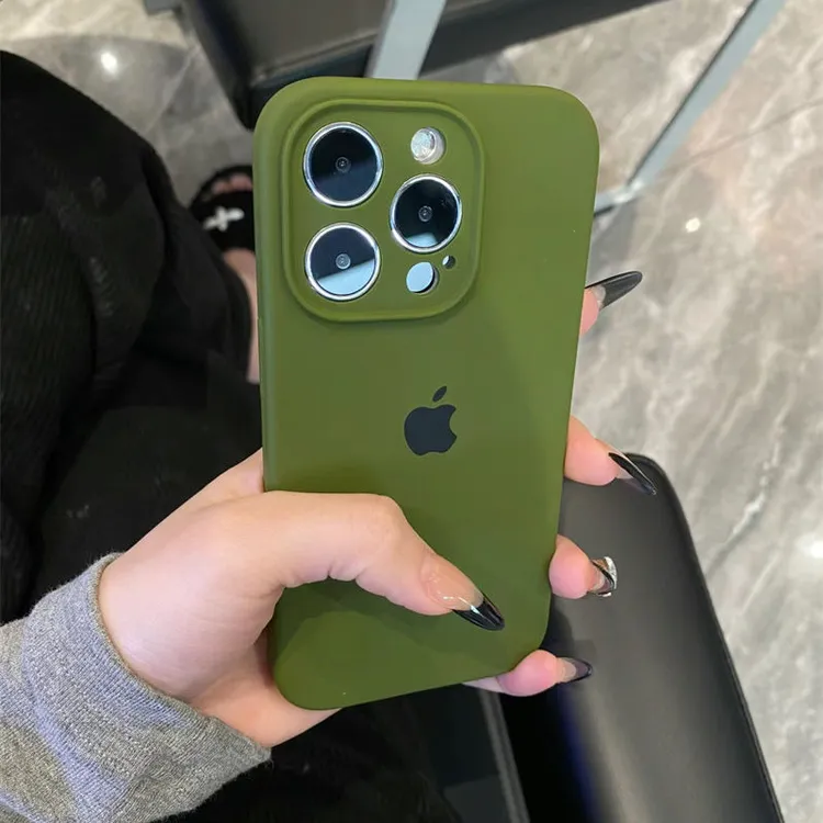 17全包超薄液态硅胶适用iPhone16手机壳苹果15/14/13高级感松林绿