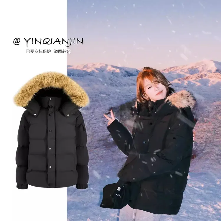 *尹千金*【陪你过冬】力推款！必备百搭保暖连帽黑色棉服Y240821