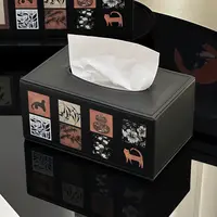金卡佰皮革纸巾盒家用客厅茶几中古风遥控器收纳盒餐厅高档抽纸盒