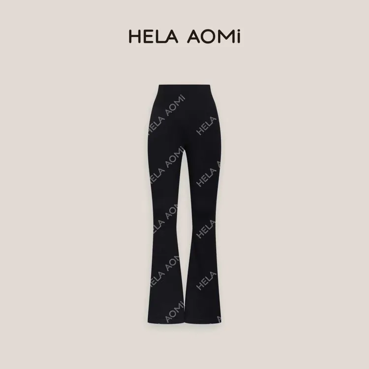 HELA AOMI“高弹腿精”黑色显瘦塑性修身百搭微喇休闲裤CY5CM61569